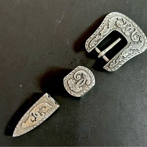 Justin Vintage 1993 Western Belt Buckle Nickel Silver Made in USA